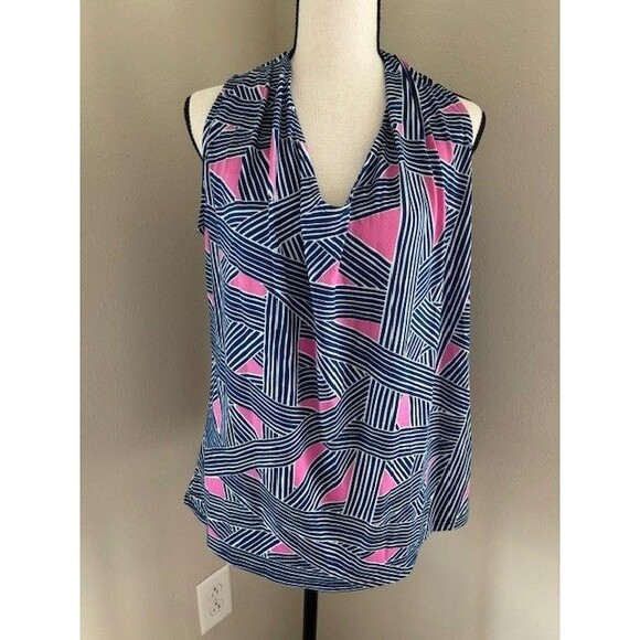 La Mer Luxe Sleeveless Chelsea Top Sz M Windsor Blush Navy NWT - Picture 1 of 4